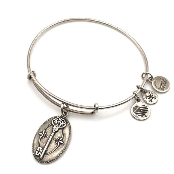 Alex and Ani Key To Life Charm Bracelet Silver Finish - Expands 2"- 3.5" - Picture 1 of 2